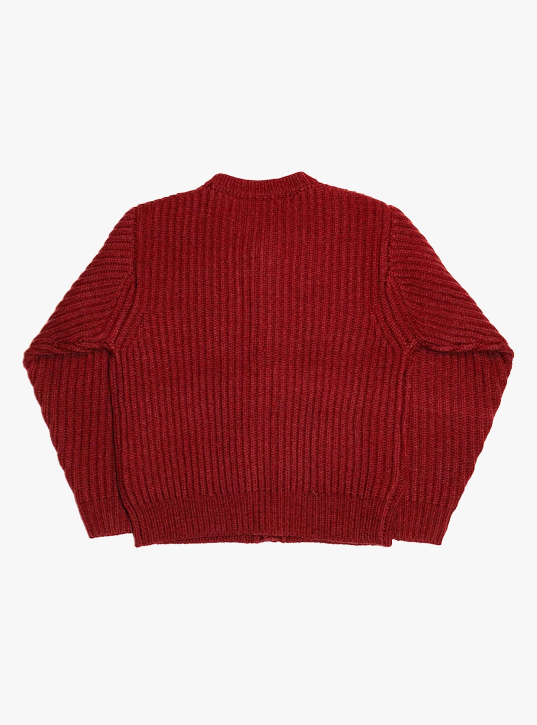 Wide Rib Knitted Cardigan Mahogany Brown RICE NINE TEN (Back) at Couverture & The Garbstore
