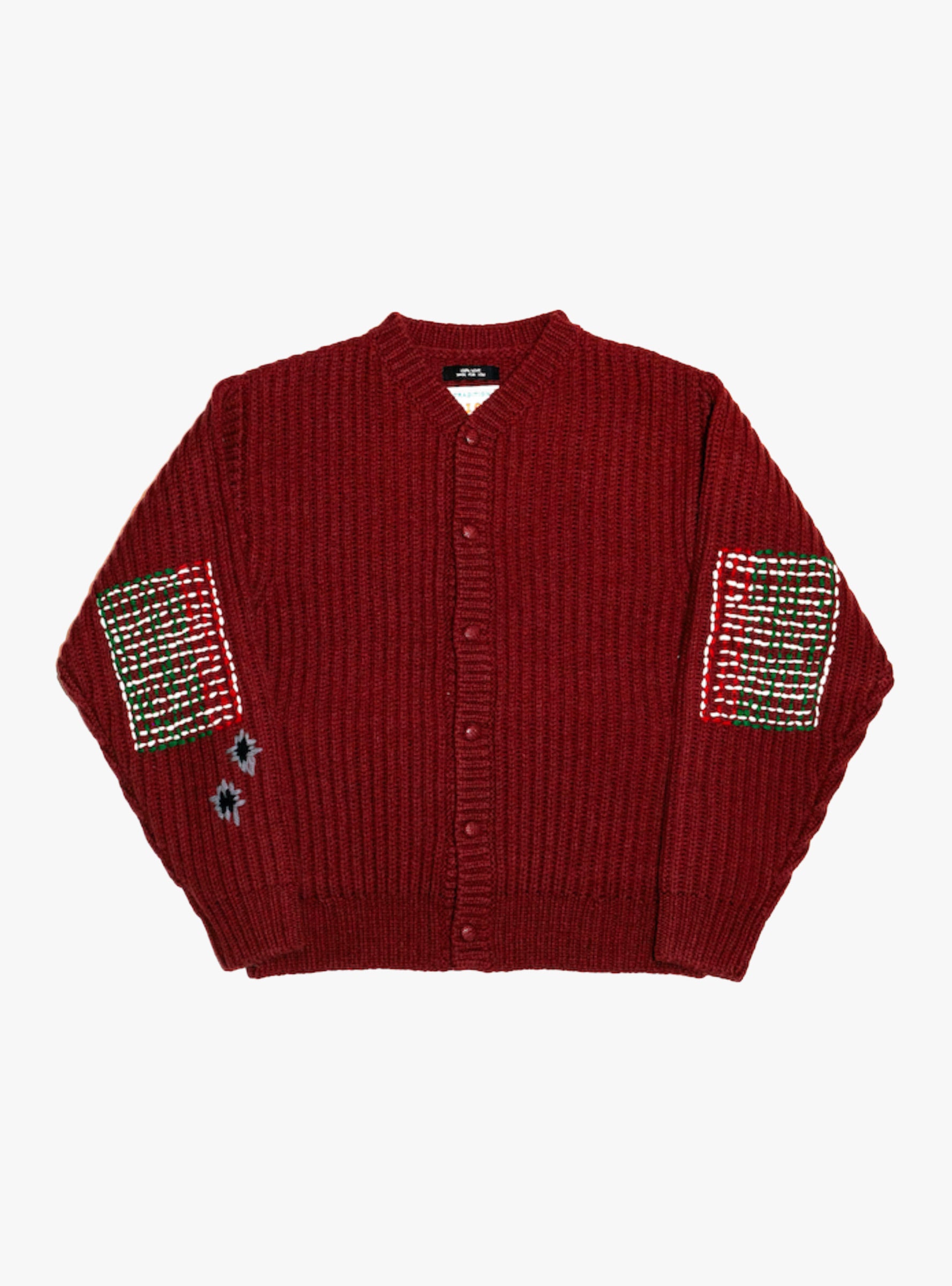 Wide Rib Knitted Cardigan Mahogany Brown RICE NINE TEN (Front View) at Couverture & The Garbstore