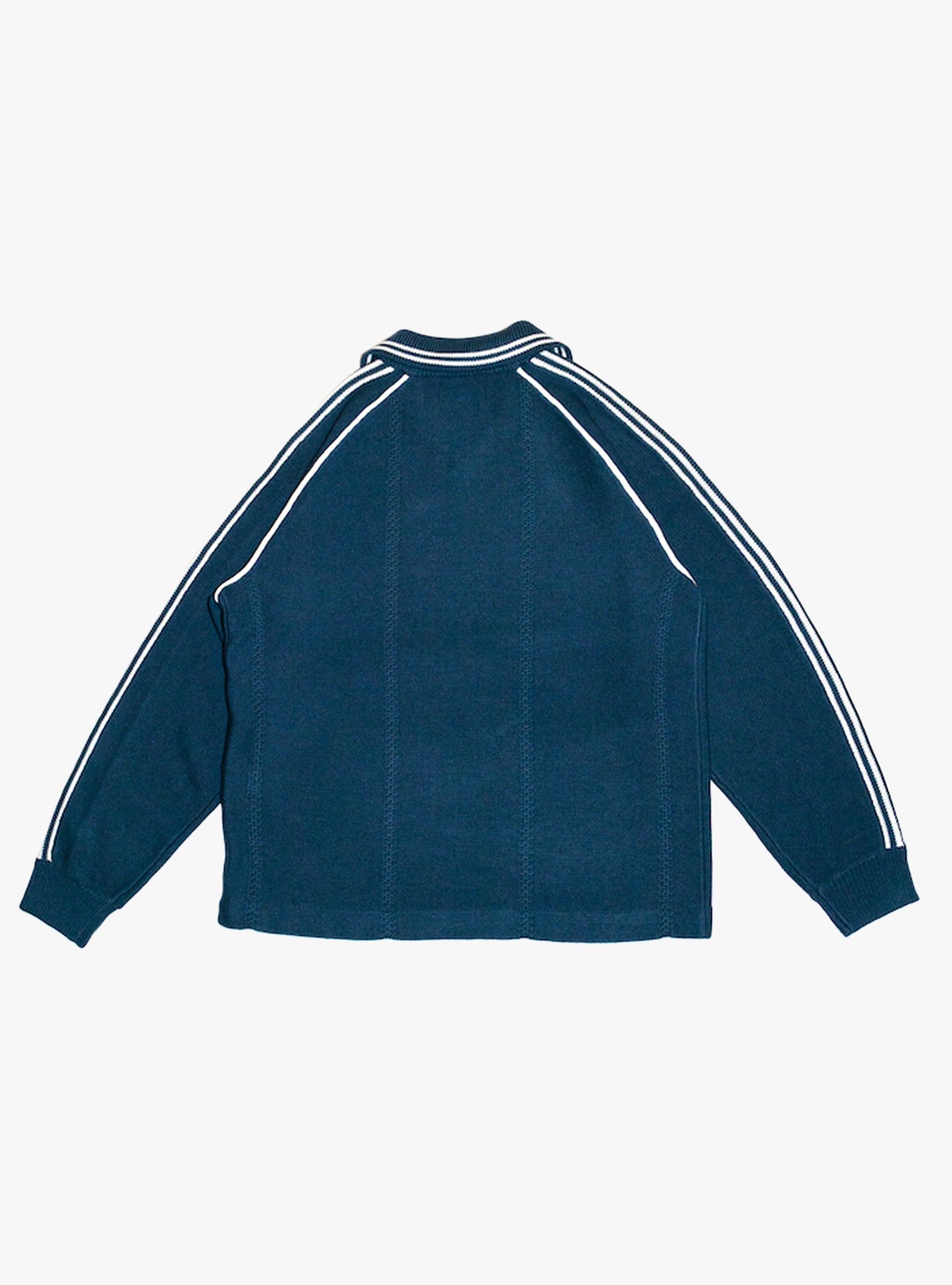 Knitted Game Shirt Dark Blue RICE NINE TEN (Back) at Couverture & The Garbstore