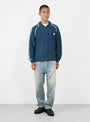 Knitted Game Shirt Dark Blue RICE NINE TEN (model front) at Couverture & The Garbstore