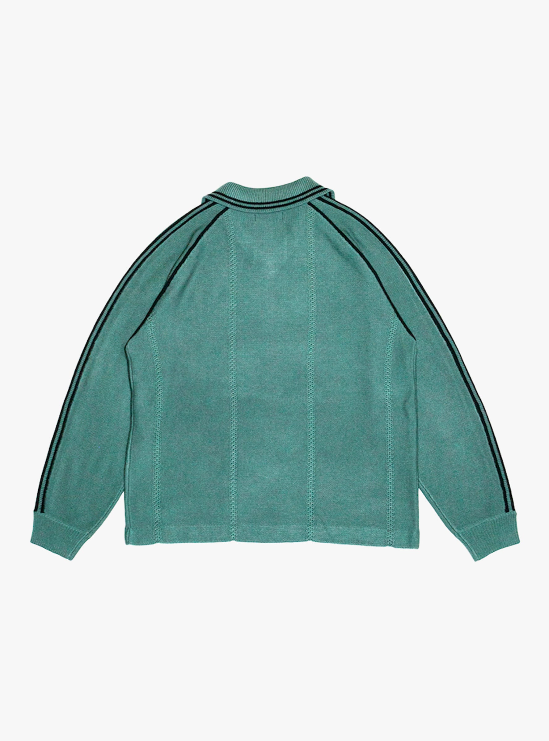 Knitted Game Shirt Dark Green RICE NINE TEN (Back) at Couverture & The Garbstore