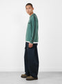 Knitted Game Shirt Dark Green RICE NINE TEN (model side) at Couverture & The Garbstore
