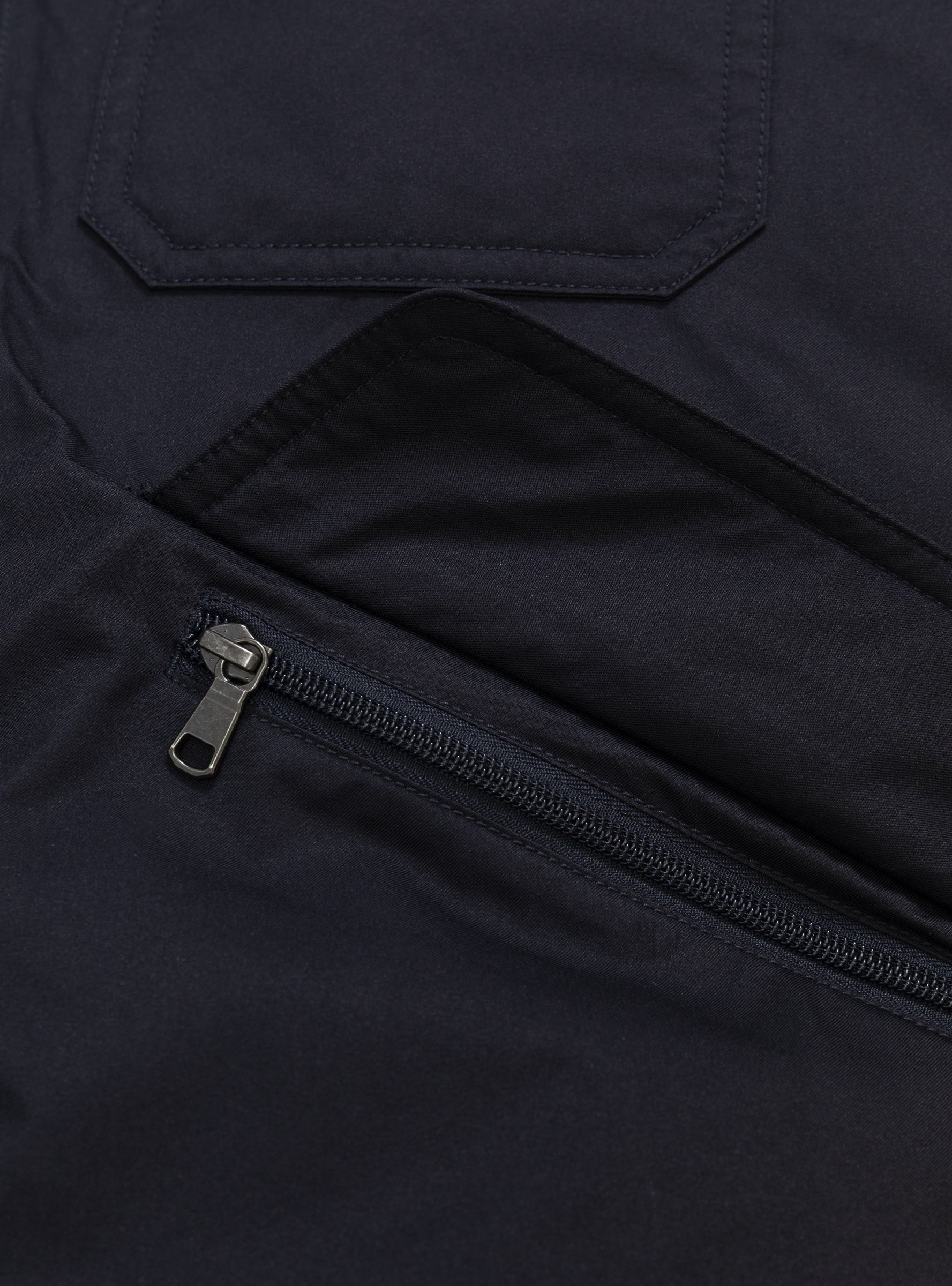 2L GORE-TEX Down Coat Navy NANAMICA (pocket detail) at Couverture & The Garbstore