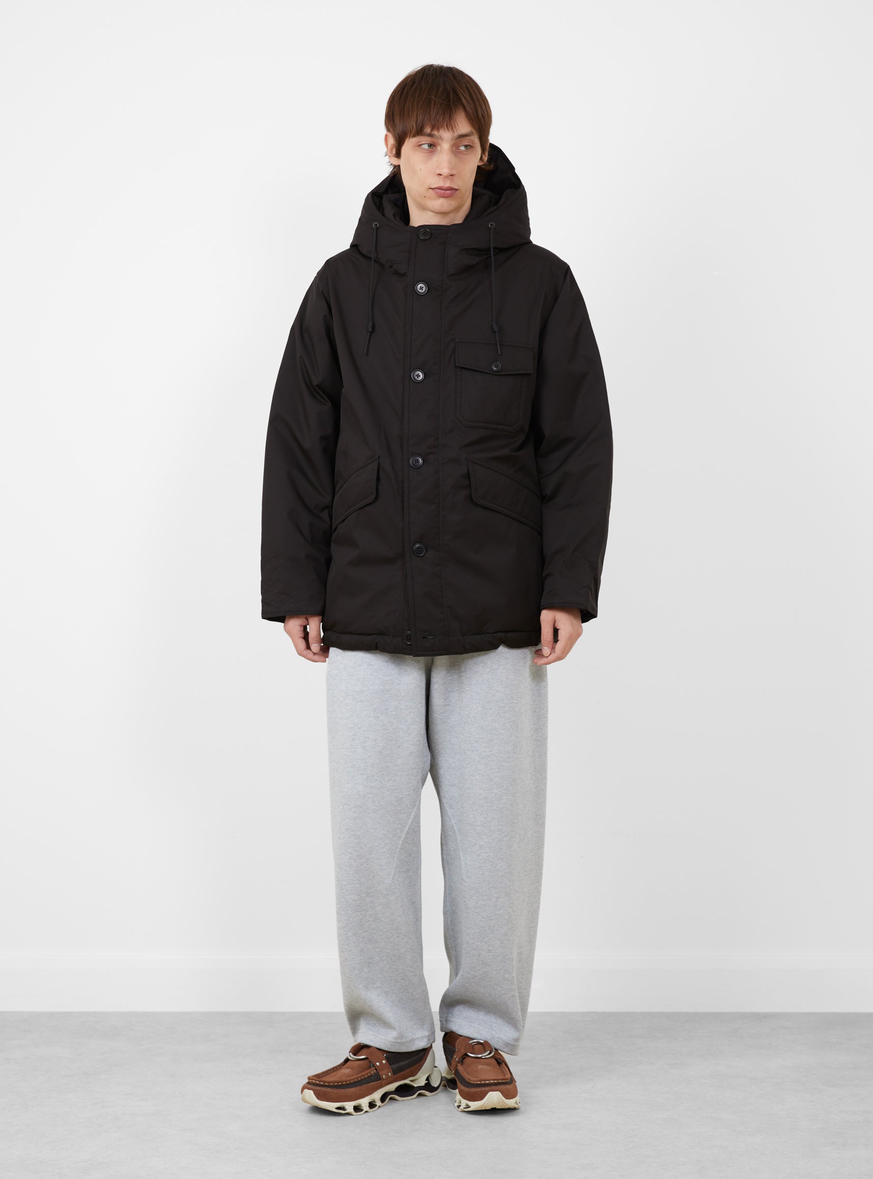 2L GORE-TEX Down Coat Black NANAMICA (model front) at Couverture & The Garbstore
