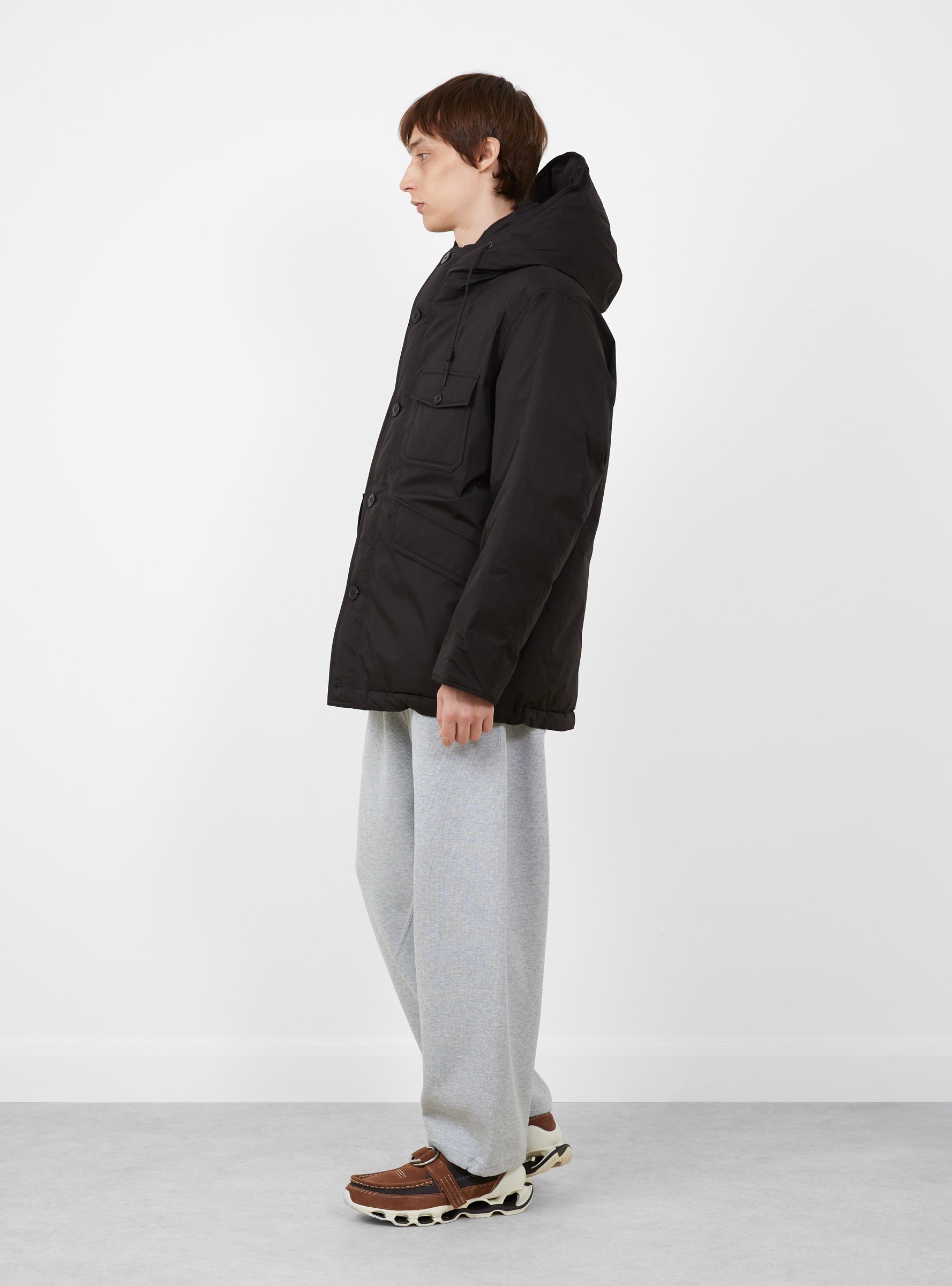 2L GORE-TEX Down Coat Black NANAMICA (model side) at Couverture & The Garbstore
