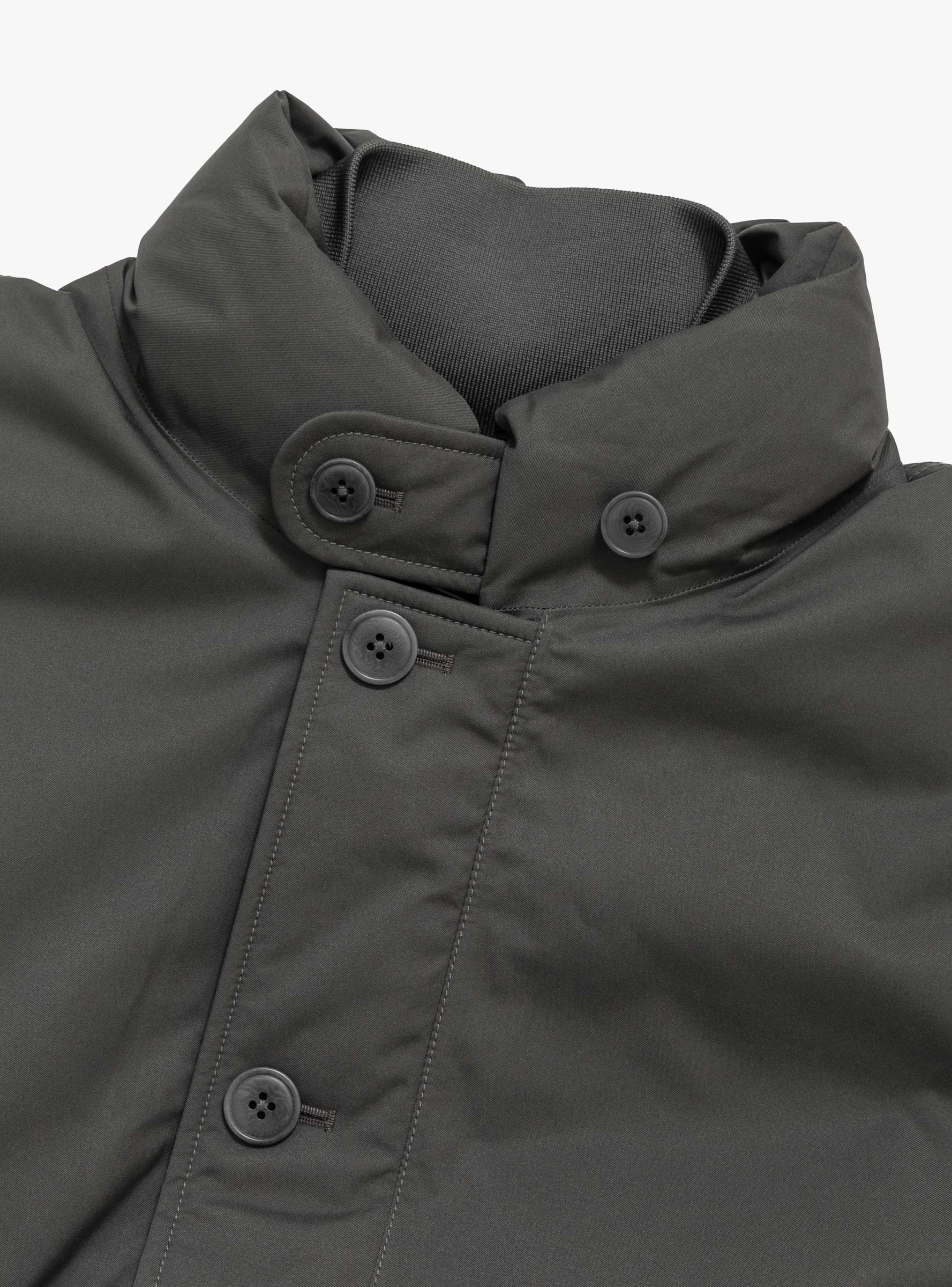 2L GORE-TEX Down Jacket Charcoal NANAMICA (collar detail) at Couverture & The Garbstore