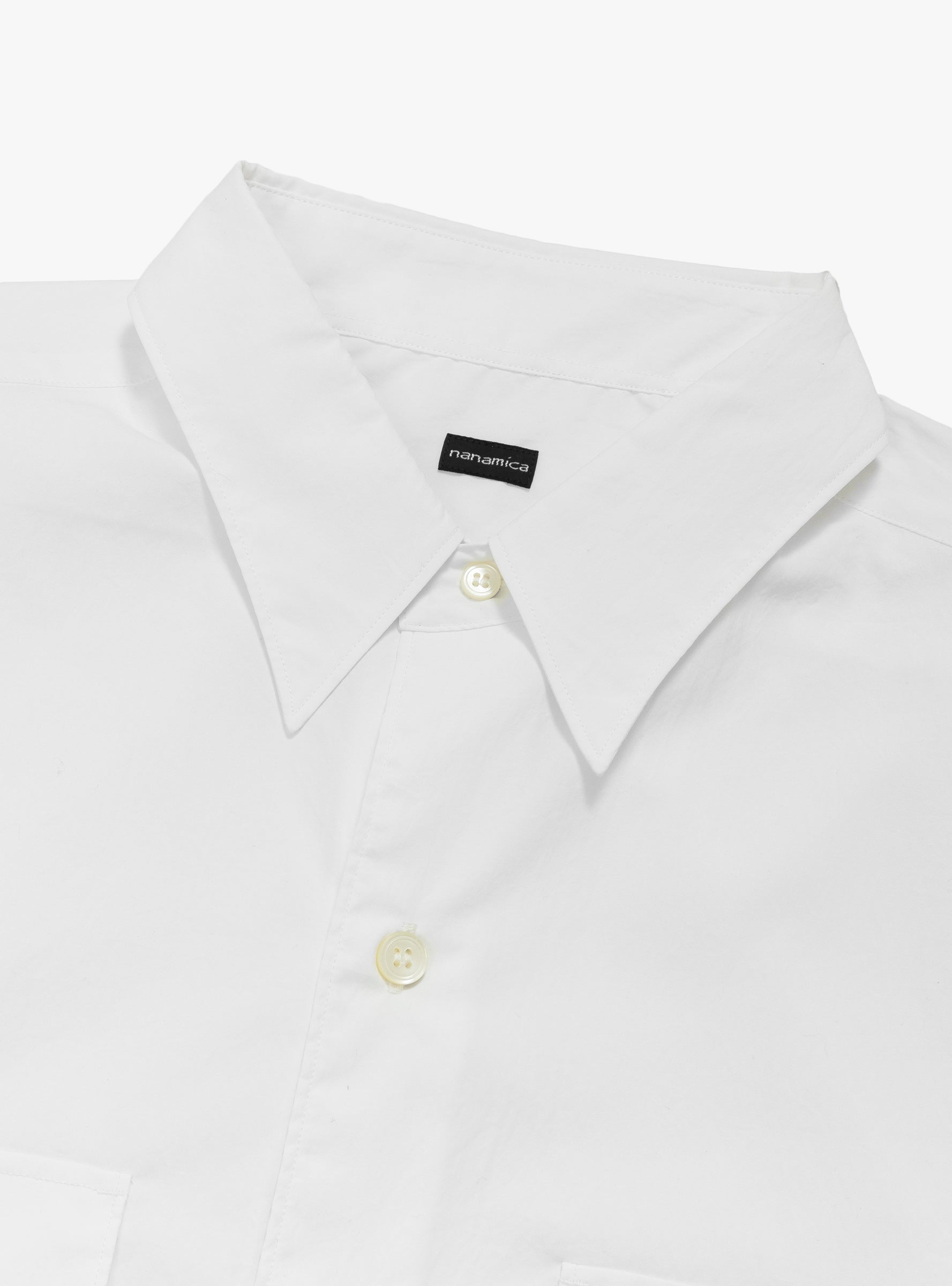 Typewriter Shirt Off White NANAMICA (collar close up) at Couverture & The Garbstore