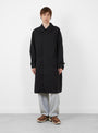 Cotton Codura Balmacaan Coat Black NANAMICA (model front) at Couverture & The Garbstore
