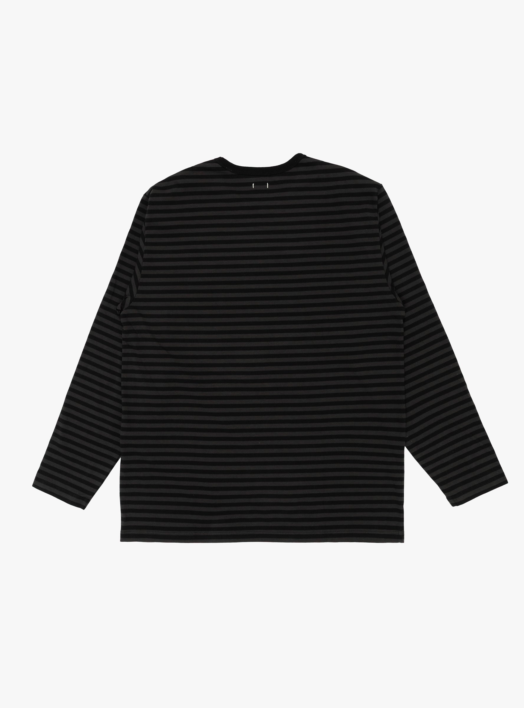 COOLMAX Stripe Long Sleeve Tee Black Charcoal NANAMICA (back) at Couverture & The Garbstore