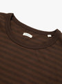 COOLMAX Stripe Jersey T-shirt Dark Brown NANAMICA (collar detail) at Couverture & The Garbstore