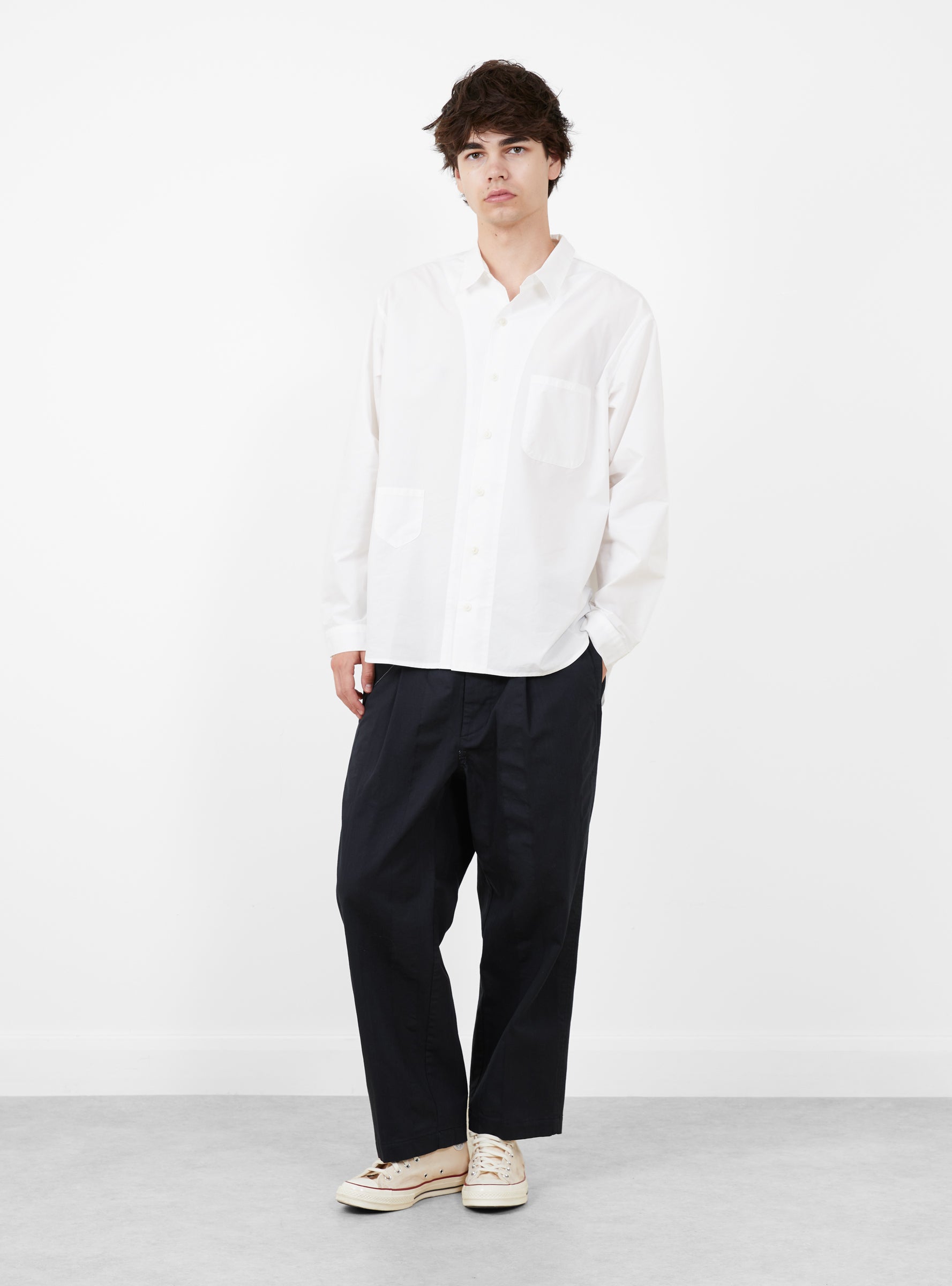 Made in Japan Crown Chino Navy Navy TDR (model front) at Couverture & The Garbstore