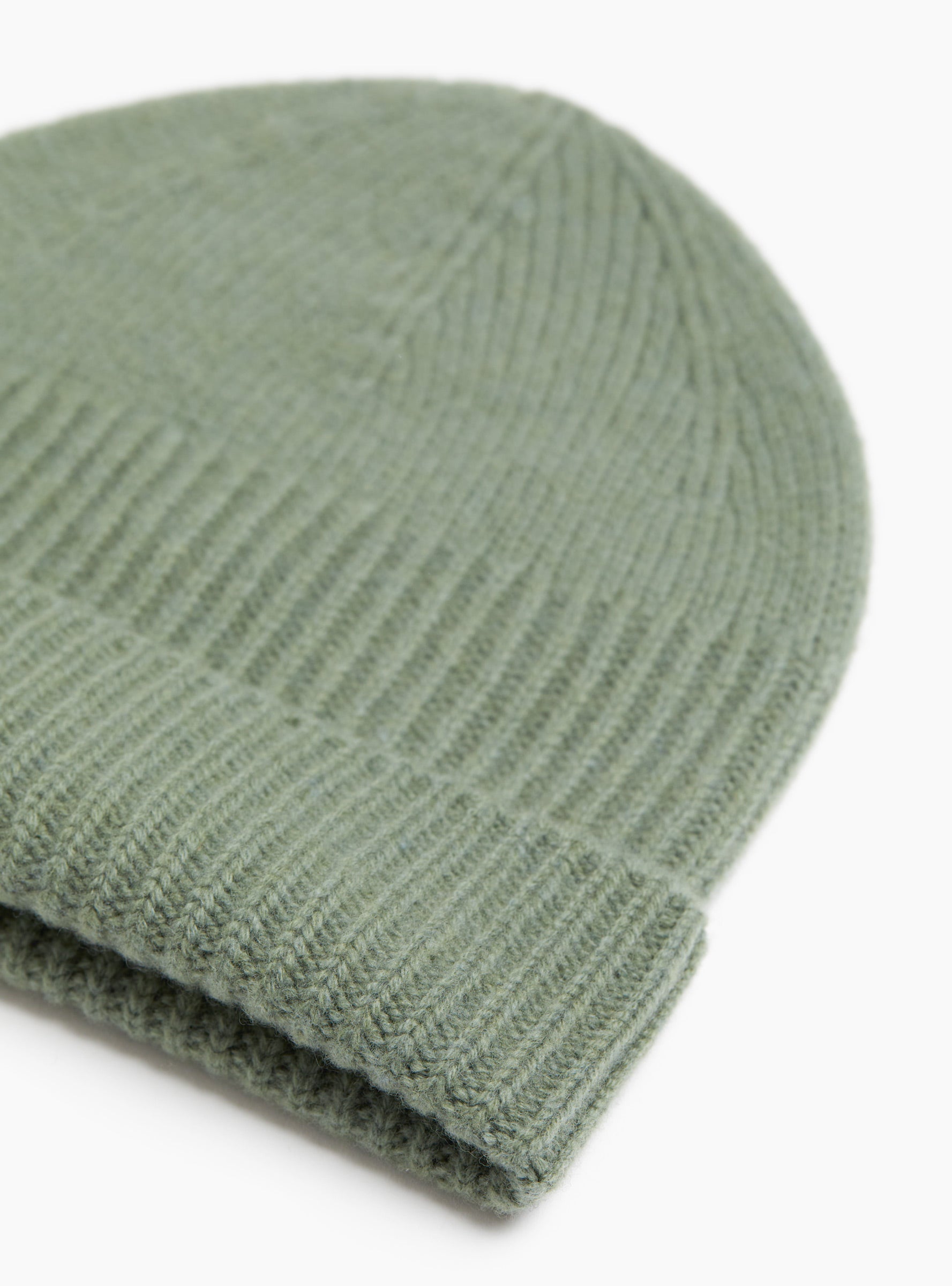 Lambswool Knit Cap Light Olive Light Olive MATURE HA (Fabric Detail) at Couverture & The Garbstore