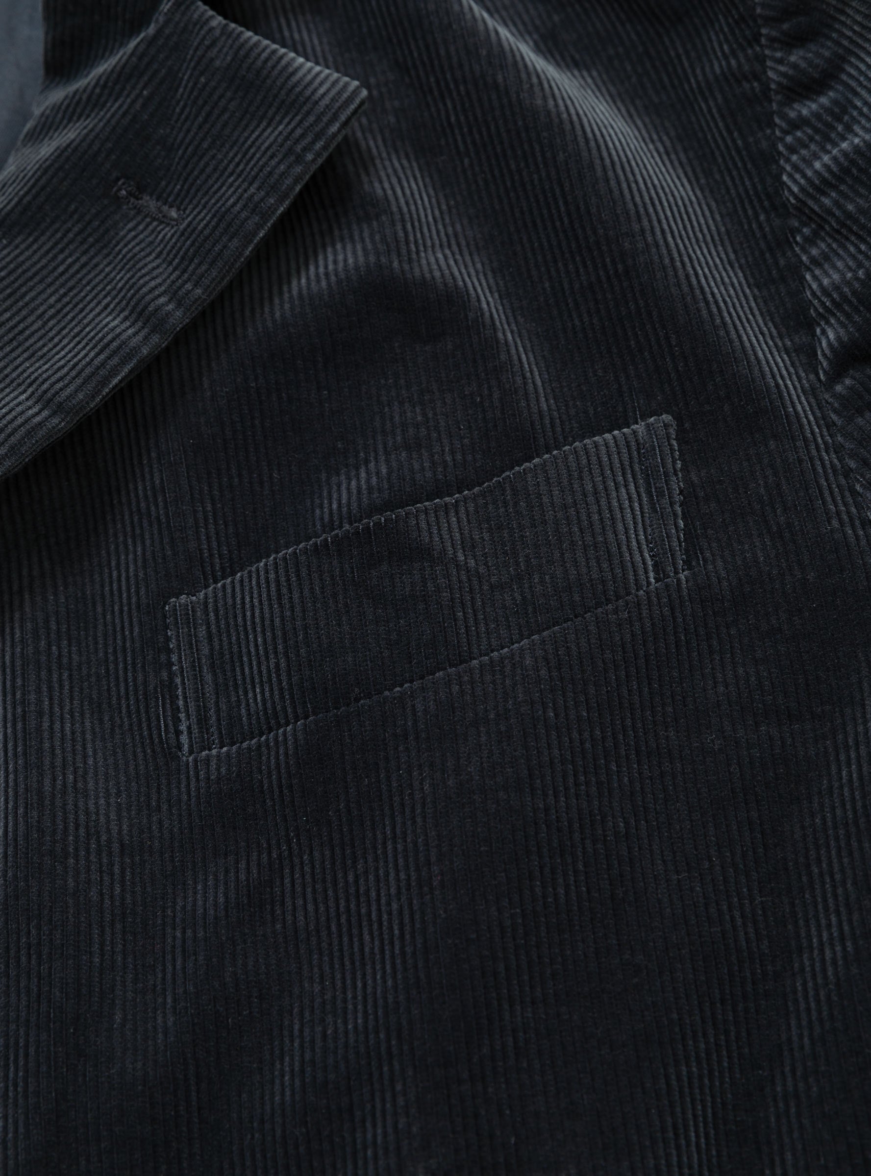 Cotton Corduroy 4B Jacket Navy KAPTAIN SUNSHINE (pocket detail) at Couverture & The Garbstore