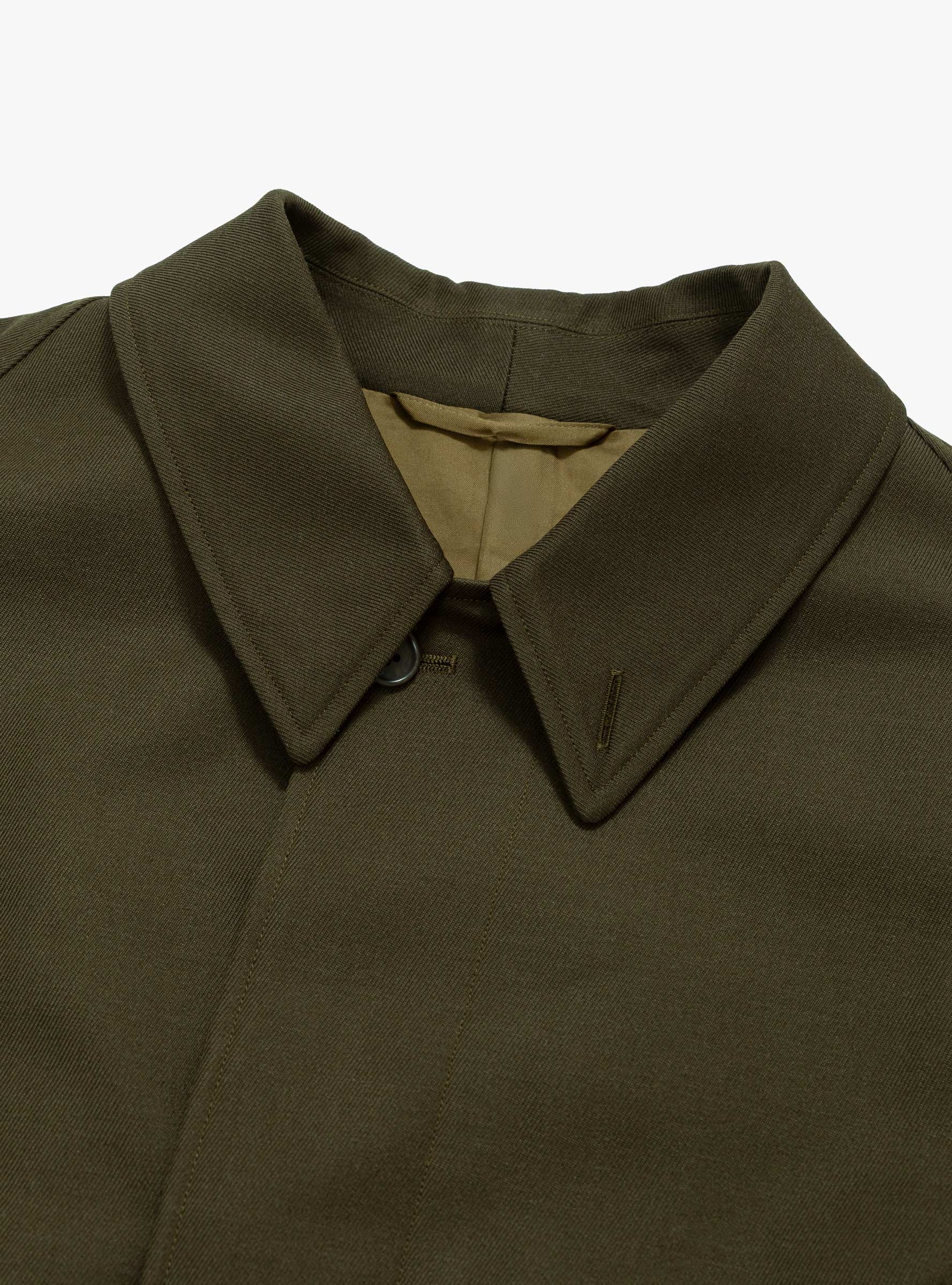 Wool Cavalry Walker Coat Olive KAPTAIN SUNSHINE (collar detail) at Couverture & The Garbstore