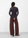 Isabella-Long-Sleeve-T-Shirt-Burgundy-and-Dark-Purple-Burgundy-and-Dark-Purple-Soeur-Model_Back_View at Couverture & The Garbstore