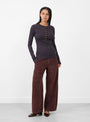 Isabella-Long-Sleeve-T-Shirt-Burgundy-and-Dark-Purple-Burgundy-and-Dark-Purple-Soeur-Model_Front_View at Couverture & The Garbstore