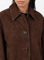 Vincenzo-Suede-Jacket-Ebony-Ebony-Soeur-Model_Close-Up at Couverture & The Garbstore