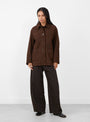Vincenzo-Suede-Jacket-Ebony-Ebony-Soeur-Model_Front_View at Couverture & The Garbstore
