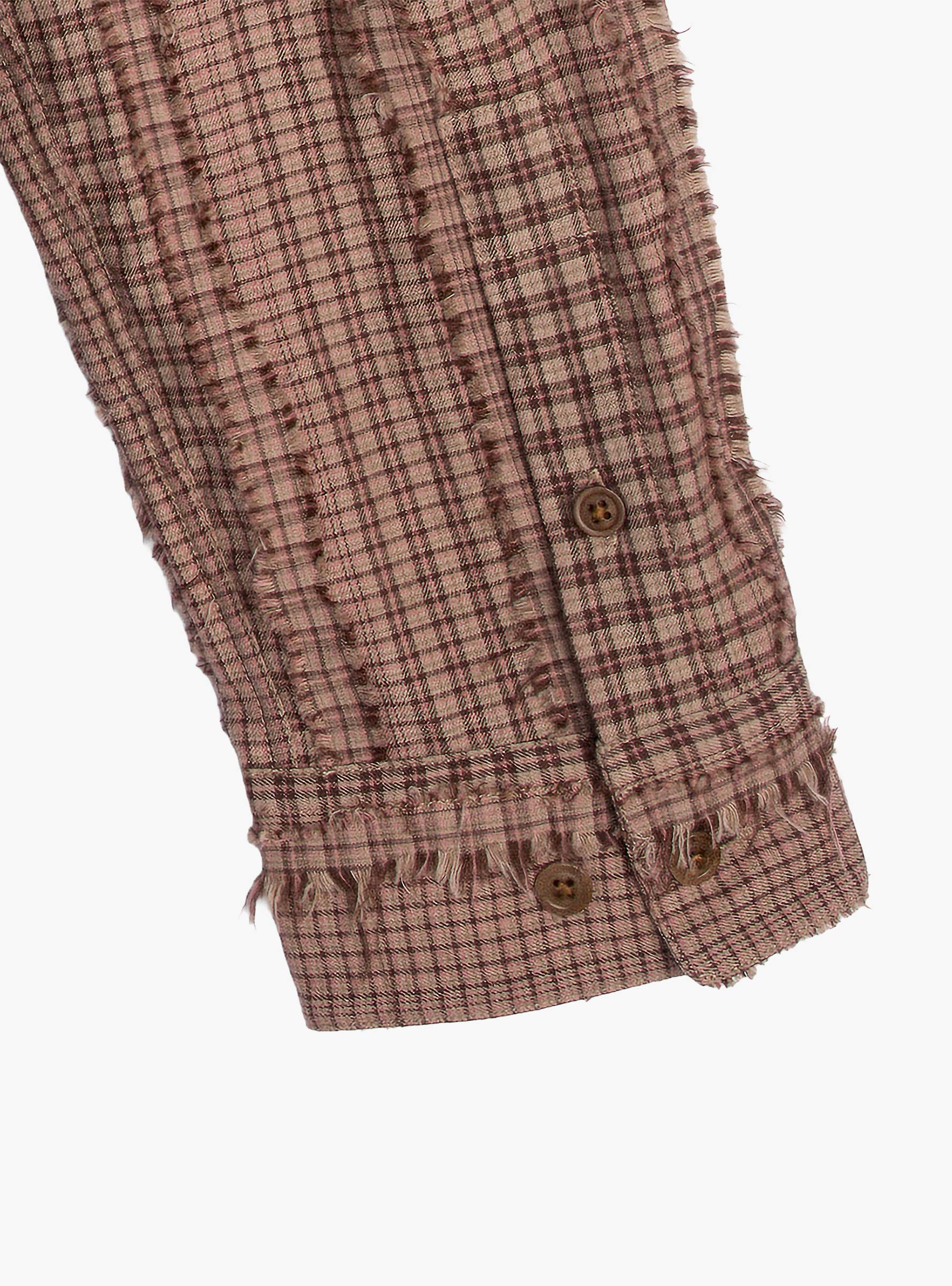 M Curtis Shirt Brown Check Brown Check YMC You Must Create (Sleeve Detail) at Couverture & The Garbstore
