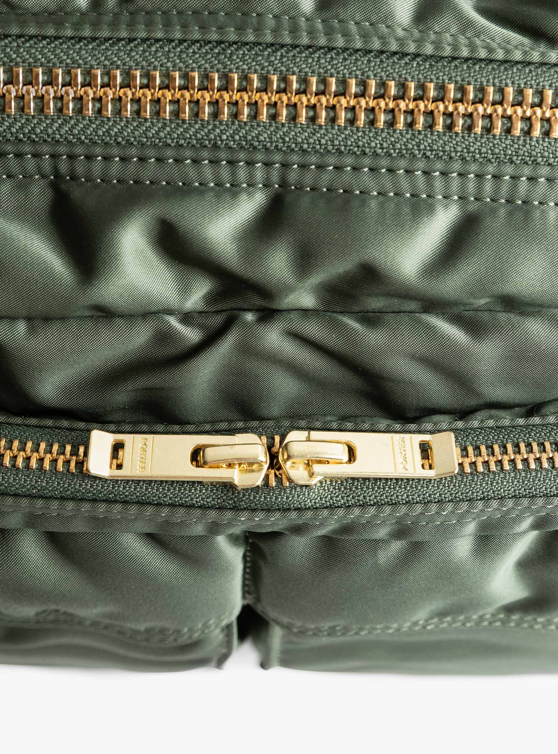 New TANKER Sling Bag (XL) Sage Green PORTER YOSHIDA & CO. (zip detail) at Couverture & The Garbstore