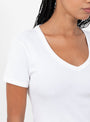 Seventies-V-Neck-Tee-Optic-White-Optic-White-SKALL-Model_Close Up at Couverture & The Garbstore