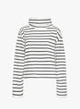 Nessa-T-Neck-Blouse-Ecru-and-Navy-Stripe-Ecru-and-Navy-Stripe-SKALL-(Front View) at Couverture & The Garbstore