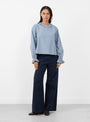 Cornflower-Blouse-Blue_-Black-and-White-Stripe-Blue_-Black-and-White-Stripe-SKALL-Model_Front_View at Couverture & The Garbstore