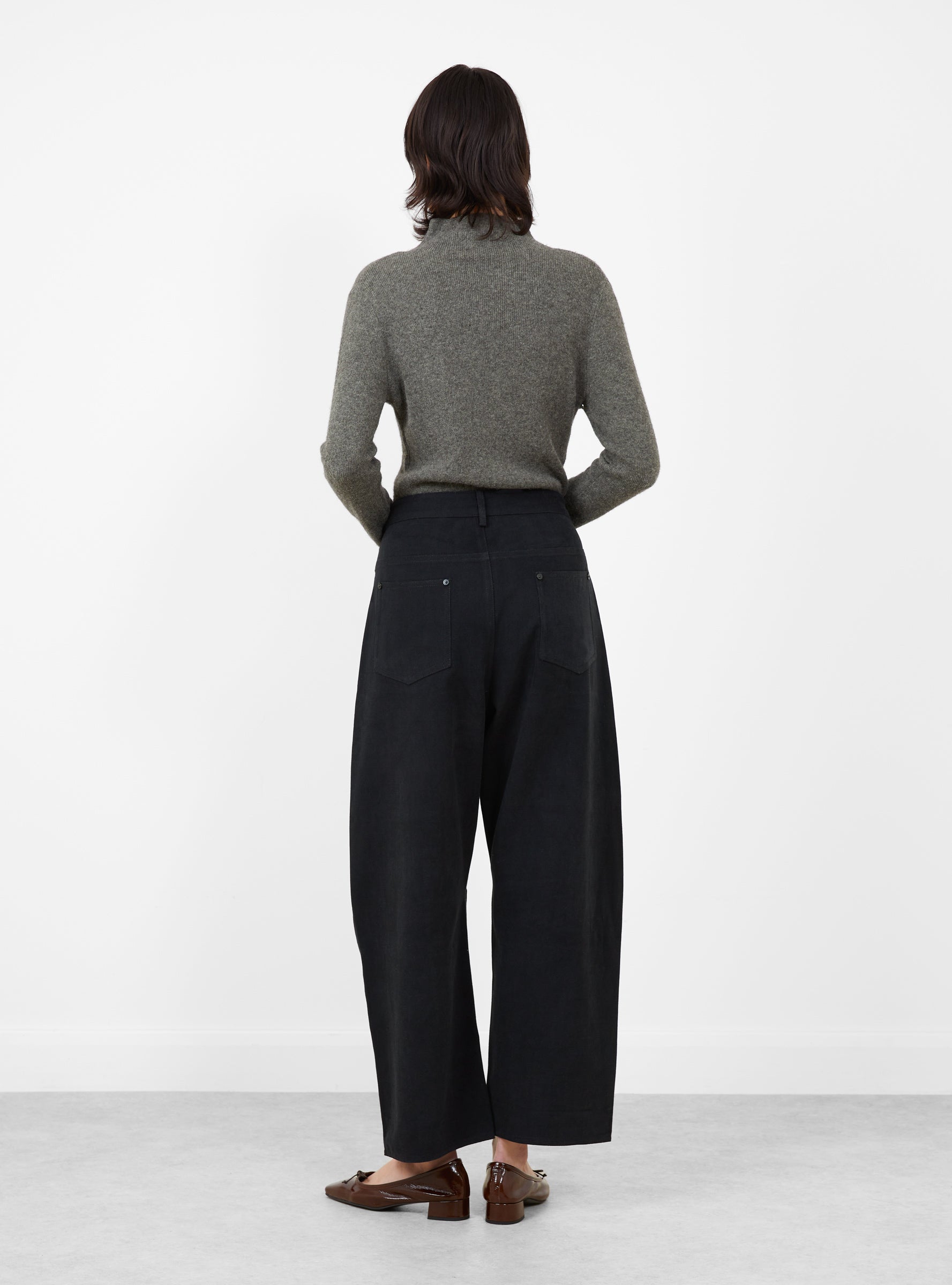 Signature_Curved_Leg_Work_Trouser_Black_Black_7115_Model_Back at Couverture & The Garbstore