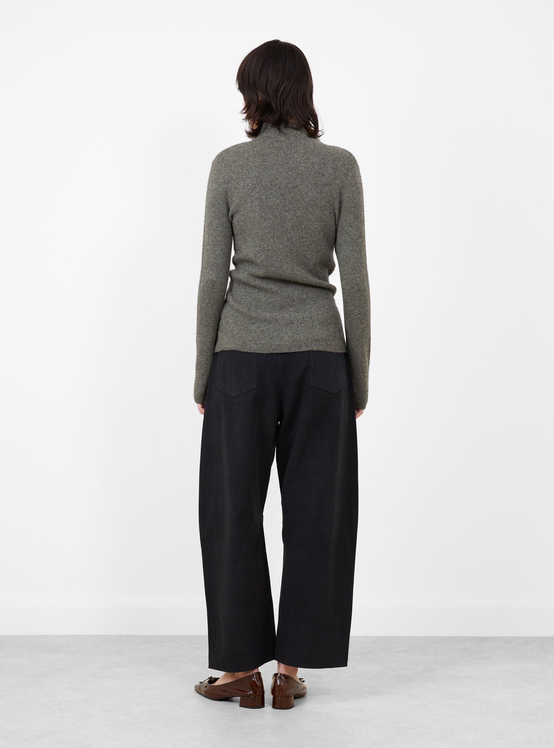 Yak_Mock_Neck_Jumper_Sage_Grey_Sage_Grey_7115_Model_Back at Couverture & The Garbstore