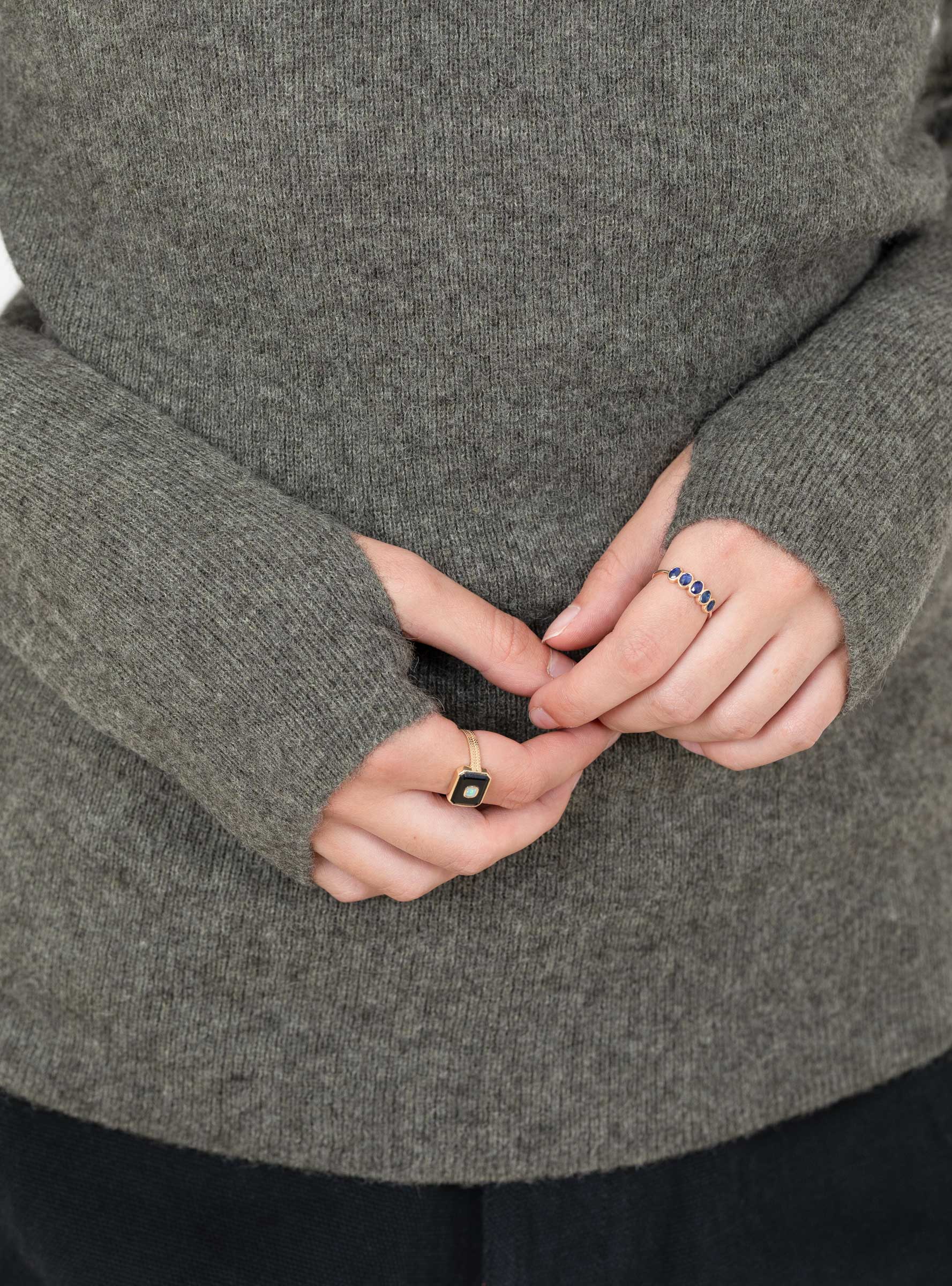 Yak_Mock_Neck_Jumper_Sage_Grey_Sage_Grey_7115_Model_Close-Up at Couverture & The Garbstore