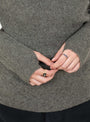 Yak_Mock_Neck_Jumper_Sage_Grey_Sage_Grey_7115_Model_Close-Up at Couverture & The Garbstore