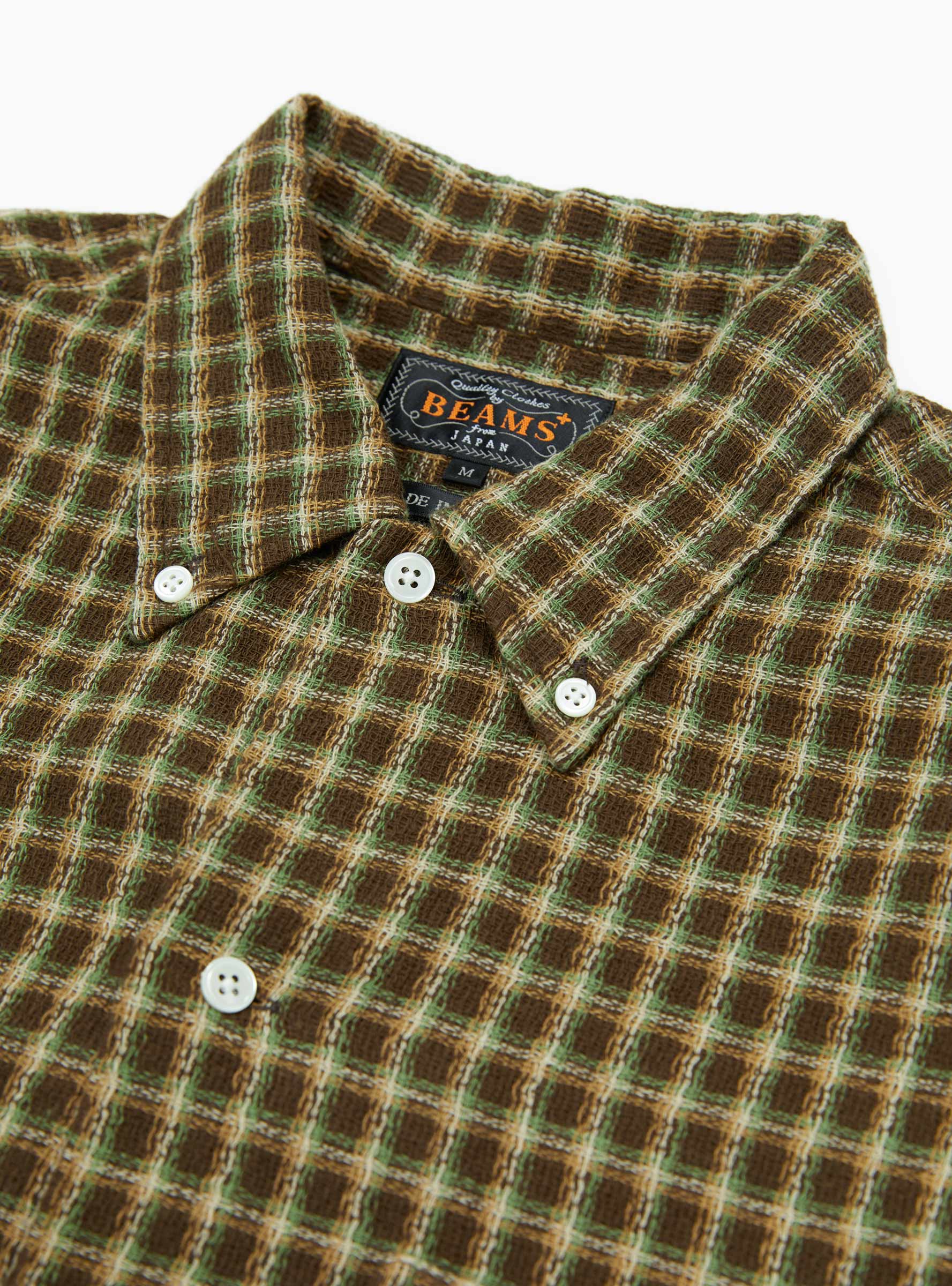 Open B.D. Panama Plaid Double Face Brown BEAMS PLUS (Collar Detail) at Couverture & The Garbstore