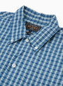Open B.D. Indigo Dobby Plaid Blue Blue BEAMS PLUS (Collar Detail) at Couverture & The Garbstore