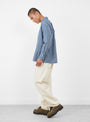 Open B.D. Indigo Dobby Plaid Blue Blue BEAMS PLUS (model side) at Couverture & The Garbstore