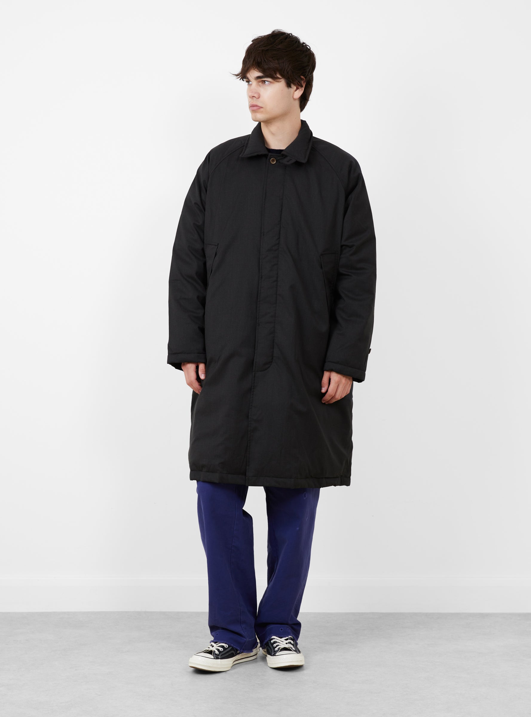 Lined Cordura Balmacaan Grey TDR (model front) at Couverture & The Garbstore