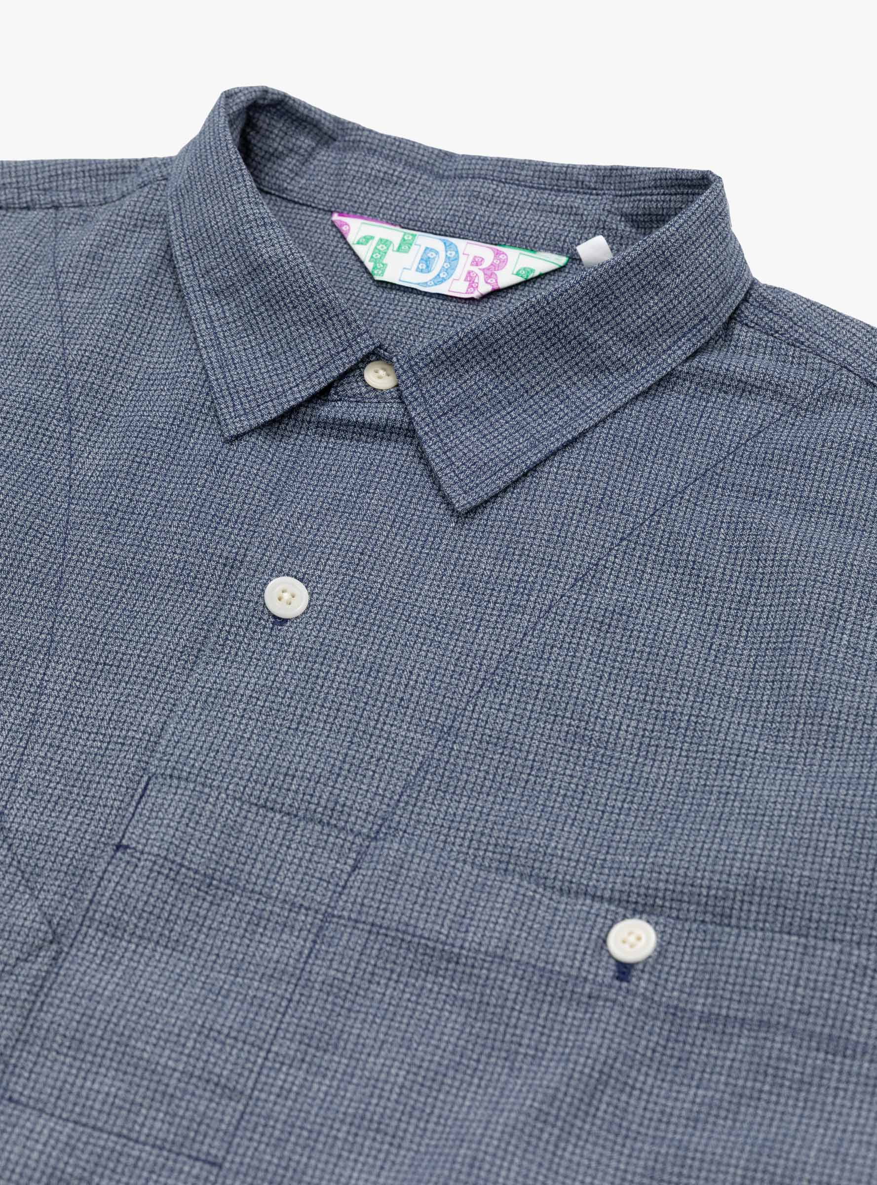 Gingham Working Shirt Blue TDR (Collar Detail) at Couverture & The Garbstore