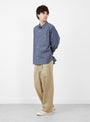Gingham Working Shirt Blue TDR (modle side) at Couverture & The Garbstore