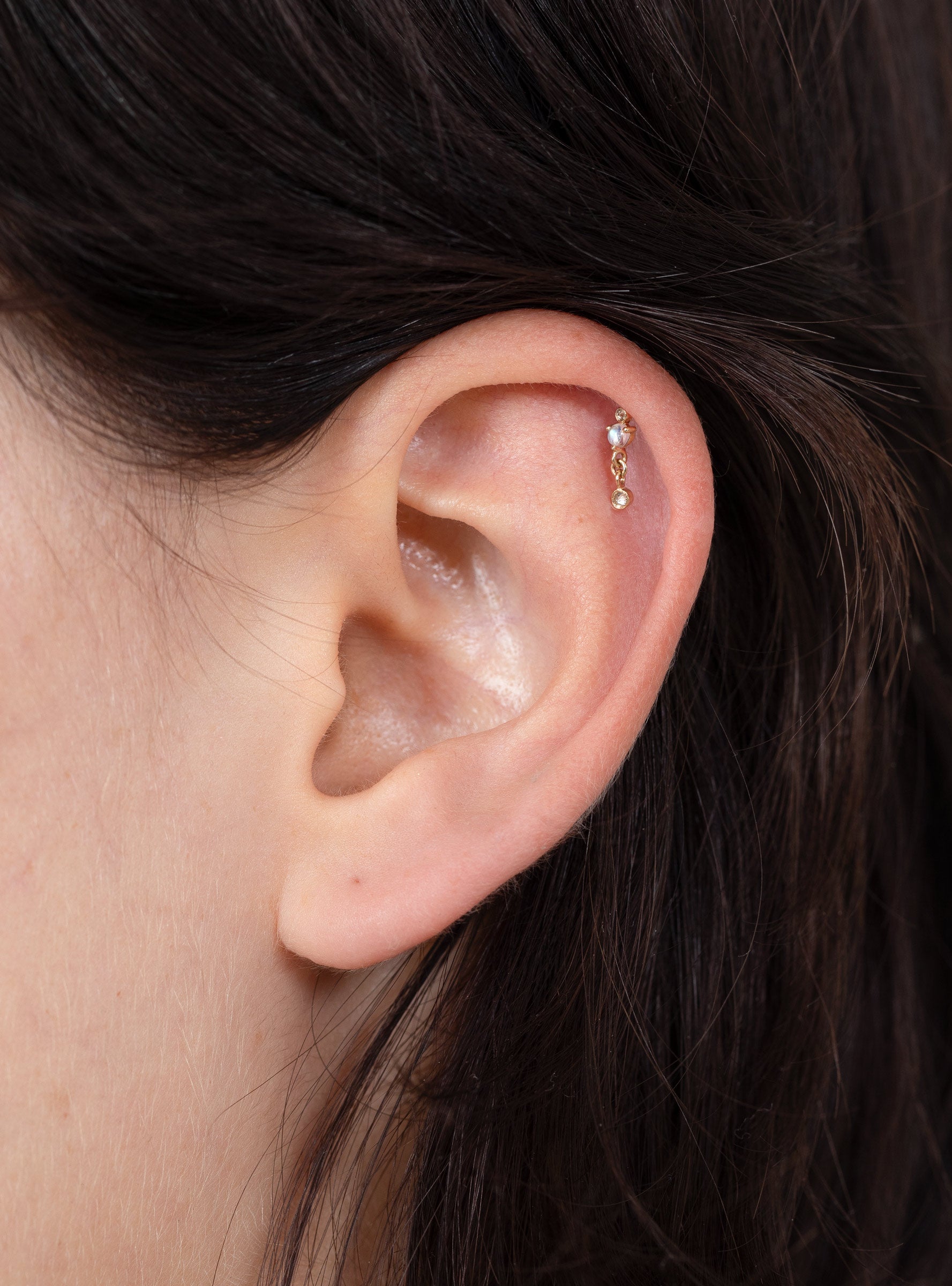 Moonstone_and_Diamonds_Stud_Flat_Back_Piercing_Moonstone_and_Diamond_Celine_Daoust_MODEL at Couverture & The Garbstore