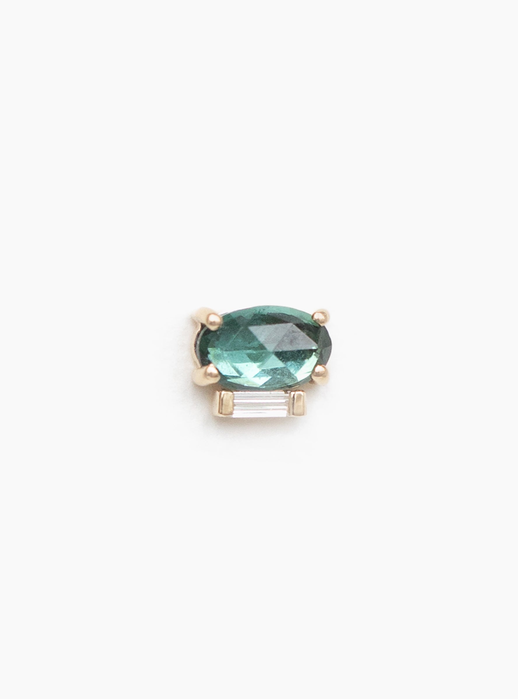 Tourmaline Stud & Baguette Diamond Earring Dark Green Dark Green Celine Daoust (Front) at Couverture & The Garbstore