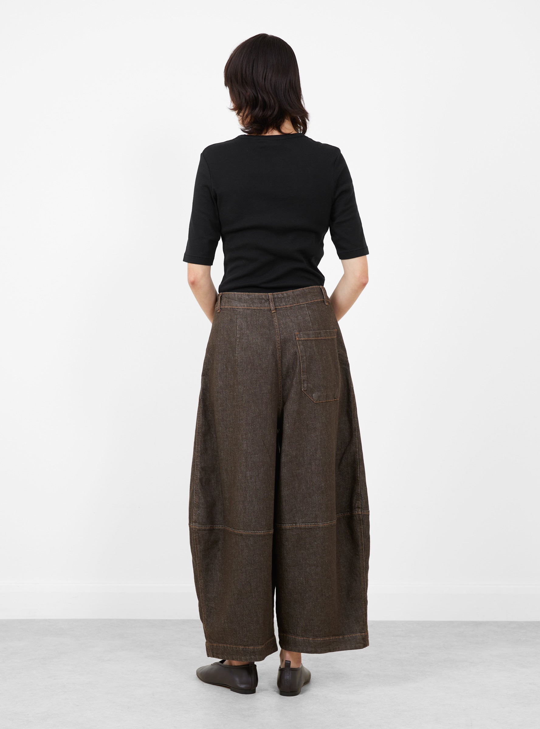 W_Deadbeat_Trouser_Brown_Denim_Brown_Denim_YMC_Model_Back at Couverture & The Garbstore