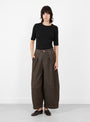 W_Deadbeat_Trouser_Brown_Denim_Brown_Denim_YMC_Model_Front at Couverture & The Garbstore