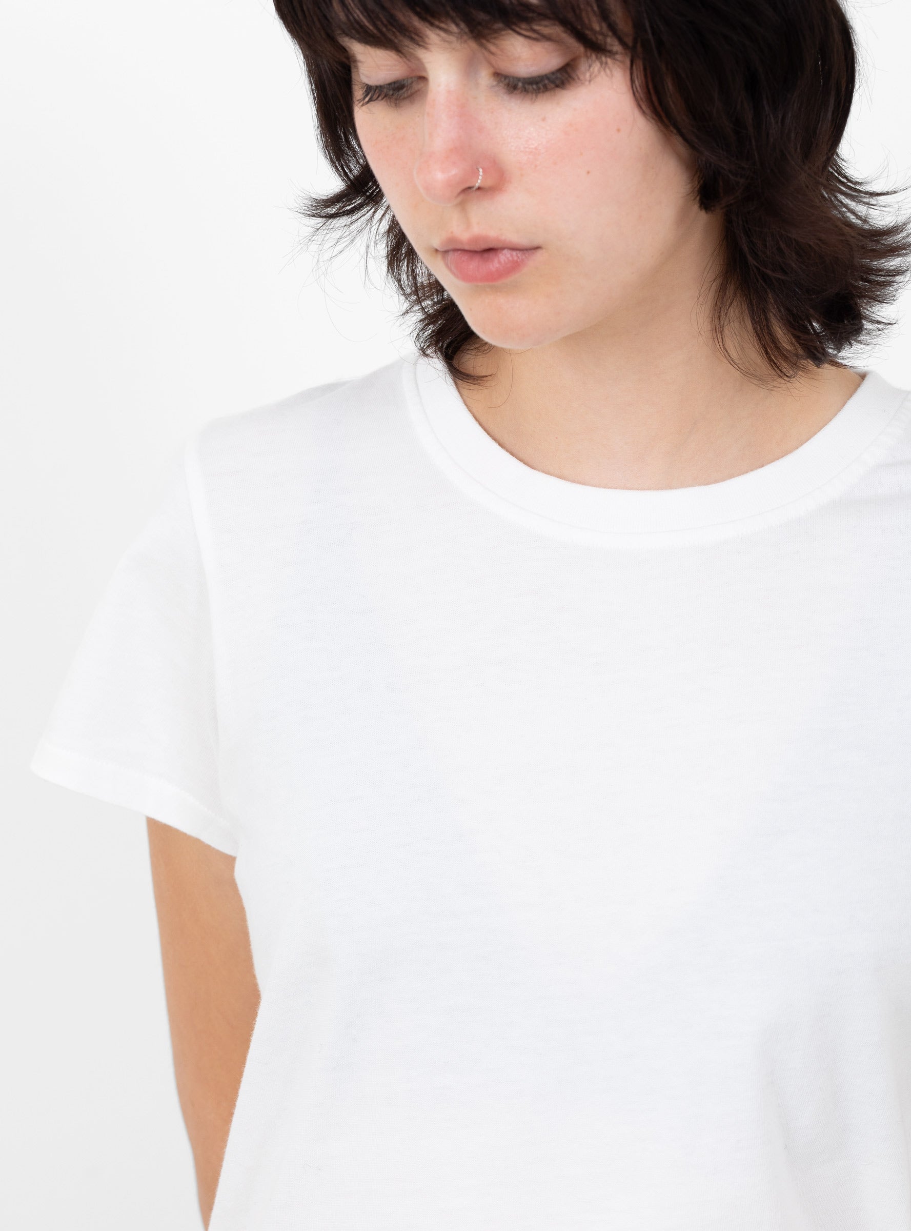 W_Day_T-Shirt_White_White_YMC_Model_Close-Up at Couverture & The Garbstore