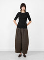 W_Charlotte_Short_Sleeve_Top_Black_Black_YMC_Model_Front at Couverture & The Garbstore