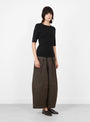 W_Charlotte_Short_Sleeve_Top_Black_Black_YMC_Model_Side at Couverture & The Garbstore