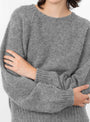 W-Jets-Crew-Neck-Knit-Grey-Grey-YMC-_Model_Close-Up at Couverture & The Garbstore