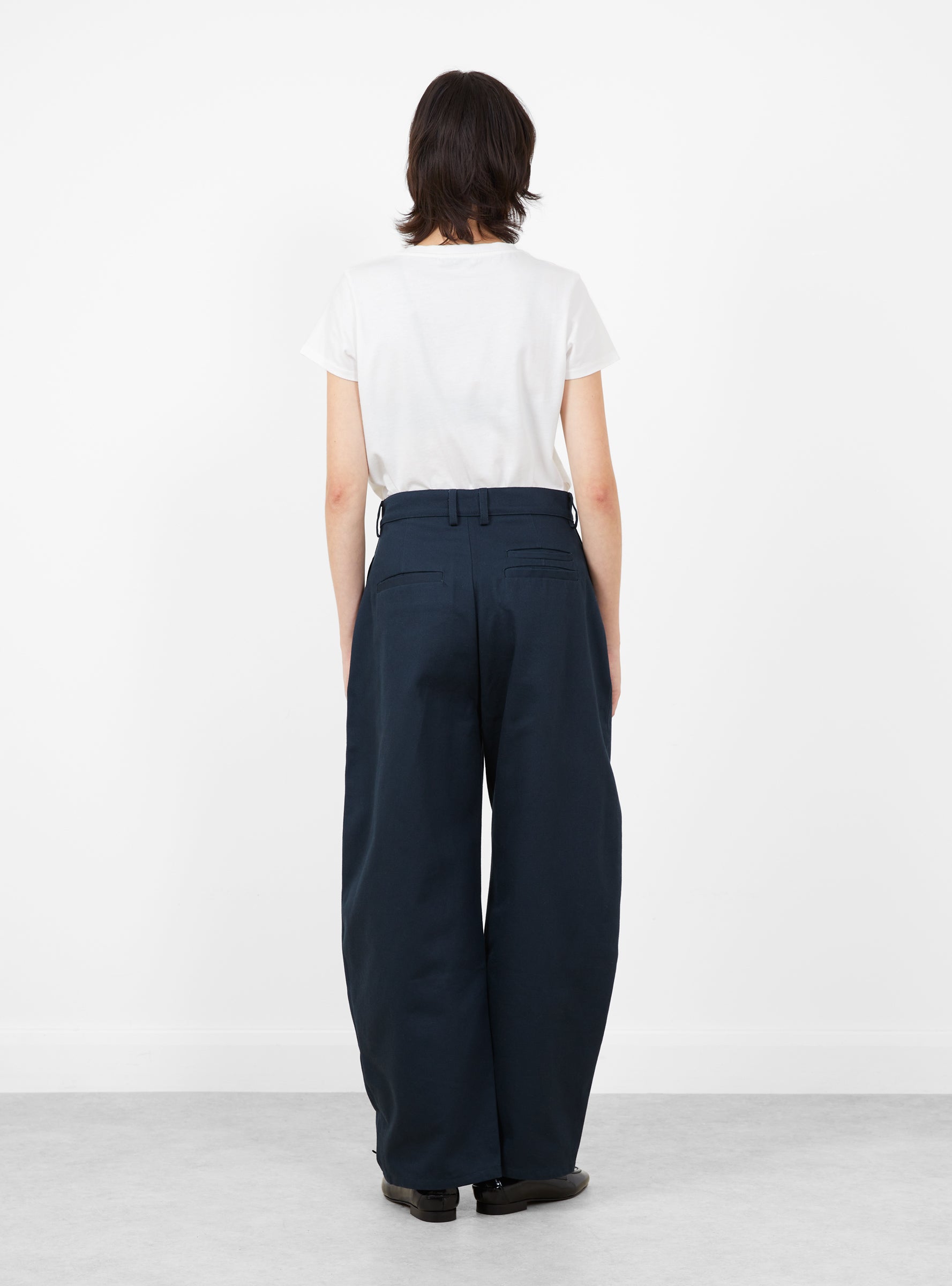W_Like_A_Trouser_Navy_Cotton_Drill_Navy_YMC_Model_Back at Couverture & The Garbstore