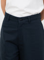 W_Like_A_Trouser_Navy_Cotton_Drill_Navy_YMC_Model_Close-Up at Couverture & The Garbstore
