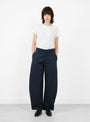 W_Like_A_Trouser_Navy_Cotton_Drill_Navy_YMC_Model_Front at Couverture & The Garbstore