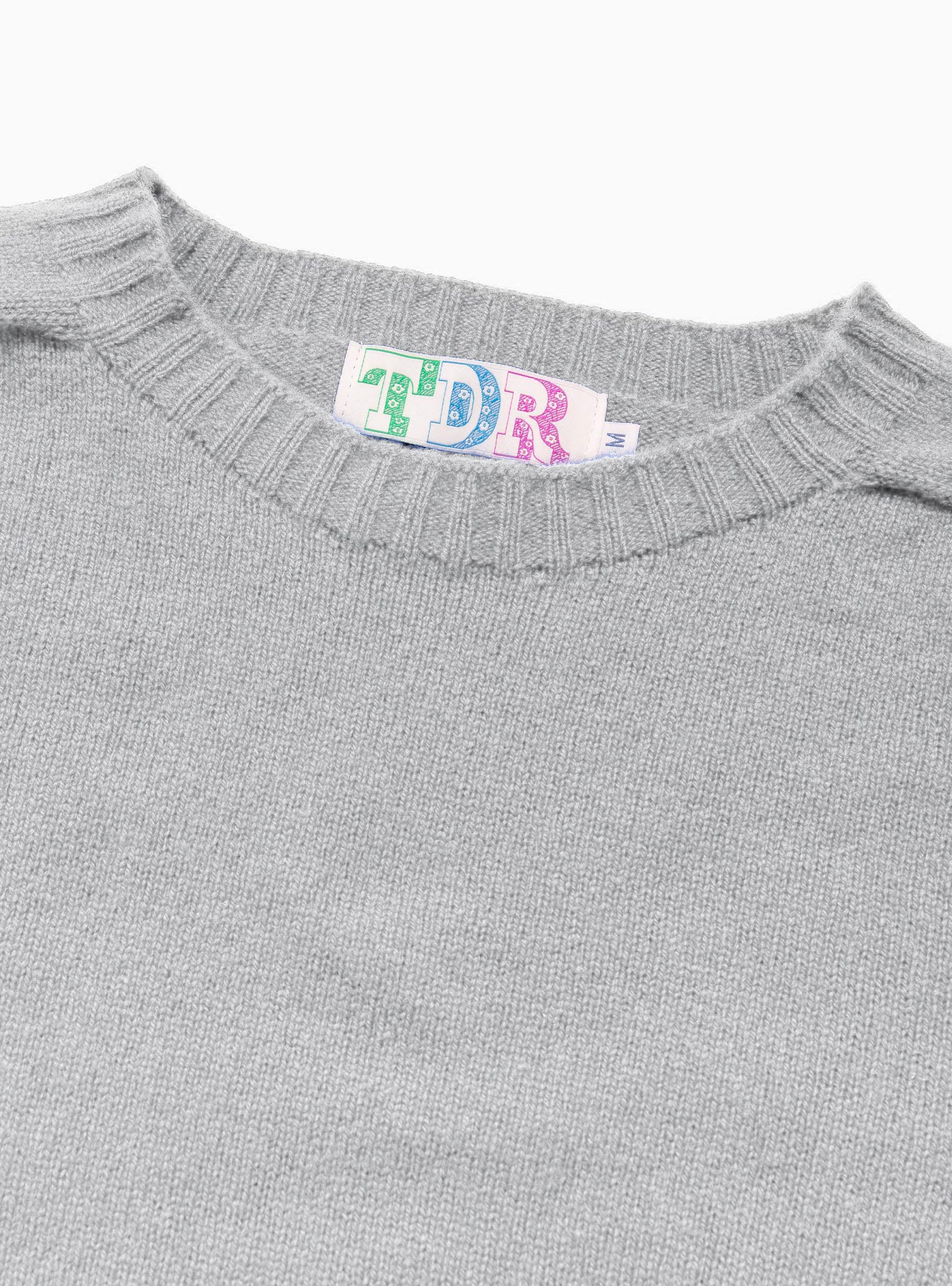 Seamless Lambswool Crew Coyote Grey TDR (Neckline Detail) at Couverture & The Garbstore