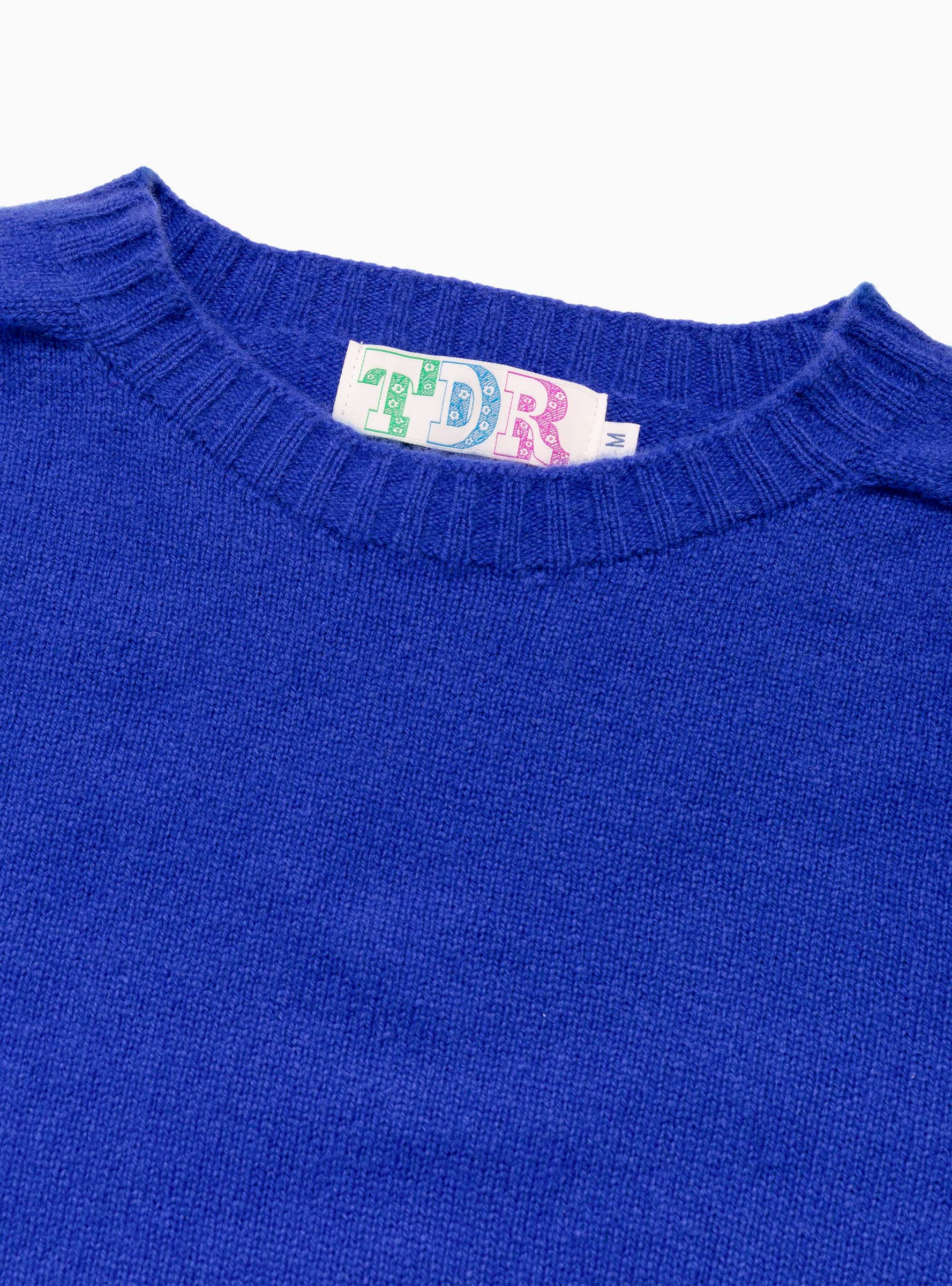 Seamless Lambswool Crew Klein Blue TDR (Neckline Detail) at Couverture & The Garbstore